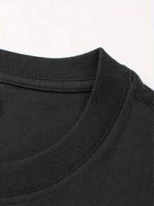 Men's Cartoon Doberman Pinscher Drop Shoulder Loose T-Shirt - Black - View 5