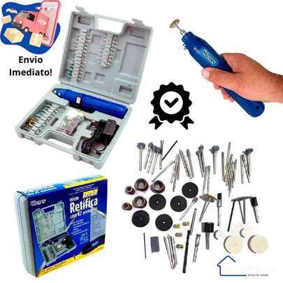 Micro Retifica Sem Fio 62 Peças Bateria R-60 Artesanato Reparos Cortar Lixar Polir Gravar Nomes Desbastar Furar