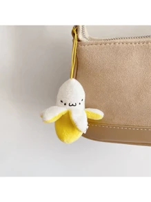 可爱剥皮香蕉毛绒公仔、钥匙扣包包挂件、逼真水果创意礼物 - 彩色 - 查看 1