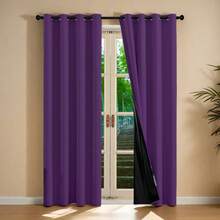 1 件 100% 遮光窗帘 - 丰富的纯色，黑色涂层设计，带系带，完全遮光功能，营造舒适的环境 - 非常适合卧室、客厅、办公室和家居装饰。 - 紫色 - 查看 11