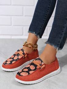 Giày thể thao thường ngày in hình bí ngô Halloween cho nữ Giày đế EVA thoải mái Giày thể thao thời trang - trái cam - Xem 3