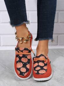 Giày thể thao thường ngày in hình bí ngô Halloween cho nữ Giày đế EVA thoải mái Giày thể thao thời trang - trái cam - Xem 2