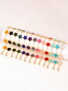 1 chiếc vòng tay trang trí hoa 5 cánh hai mặt theo phong cách dấu phẩy thanh lịch đa năng mới dành cho phụ nữ ngày lễ tình nhân - vòng tay hoa nhỏ - Xem 9