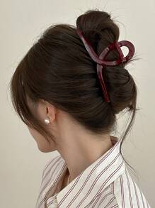 1pc Ancle Red Trapezium Hair Claw Clips Claw Barrette Hair Accessories Hair Jaw Clip Hair Clamps Hair Clutch Hair Catcher Clip, School Stuff, College Fall Winter Hair Clip Bows For Vacation Outfits Woman