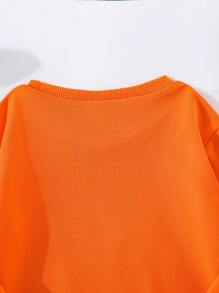 2 piezas Conjunto de sudadera estampada y pantalón cargo de camuflaje para niña, conjunto de moda