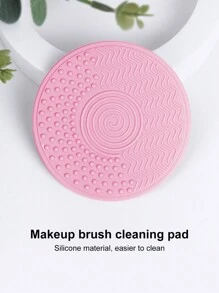 1pc Pink Circular Silicone Makeup Brush Cleaning Pad - Pink - View 3