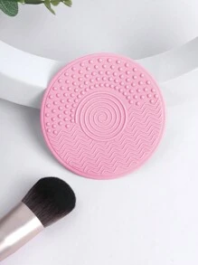 1pc Pink Circular Silicone Makeup Brush Cleaning Pad - Pink - View 5