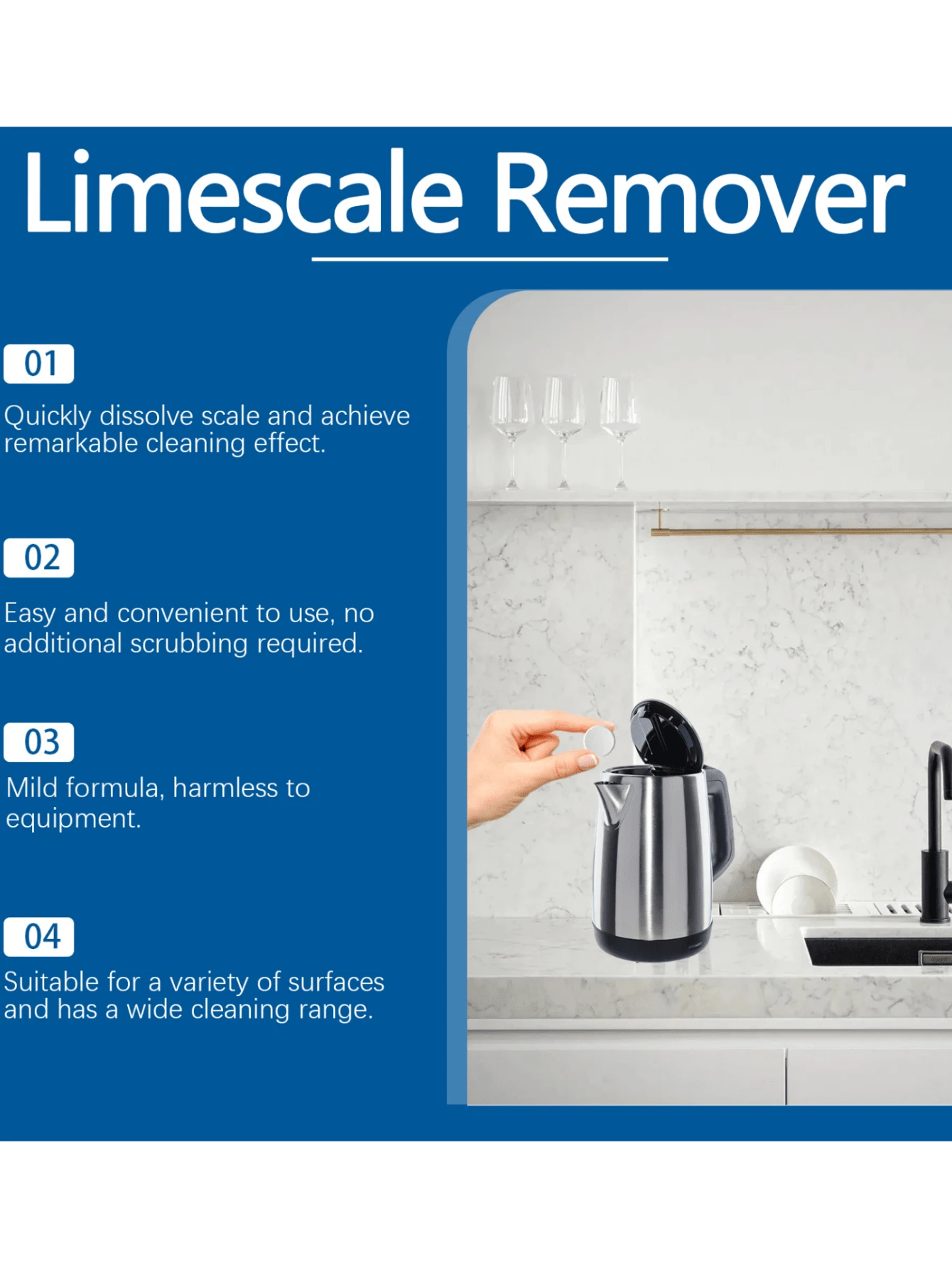 Jue Fish Limescale Cleaning Effervescent Tablets, Stainless Steel Pot