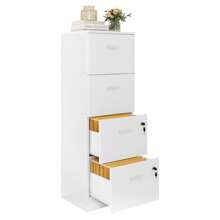 Wooden 4 Drawer File Cabinet With Lock Office Filing Storage For Letter A4 Sized Files Home Office Cabinet Upgraded Design Easy Assemble Vertical Storage For Home Or Office - White - View 9