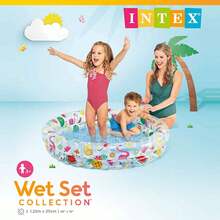 Juego de piscina de doble anillo Hawaii, piscina para niños, piscina inflable, piscina de bolas oceánicas, juego de tres piezas (piscina + anillo de natación + pelota) - Multicolor - Ver 2