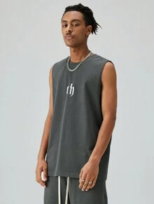 Men's Women's Basic Tank Tops Letter Design UNISEX Sleeveless 100% Premium Cotton - 深灰色 - 查看 1