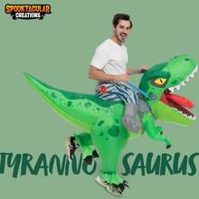 Disfraz inflable de dinosaurio, disfraz de paseo de T-Rex con aire inflado, divertido disfraz de fiesta de disfraces de Halloween, Disfraz de aire inflado verde genial, Disfraces de dinosaurio para montar (Altura adecuada 160-190cm)