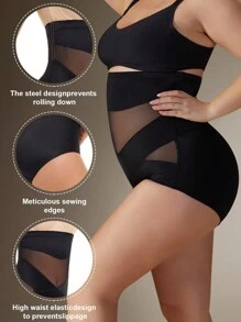 1pc Plus Size Women Body Shaper, Waist Cincher, Tummy Control, Butt Lifter, Beige - Black - View 6