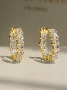 1對兒童優雅立體氧化鋯石圓環耳環，適用於女孩日常裝飾與派對珠寶饰品生日禮物 - 1# - 查看 6