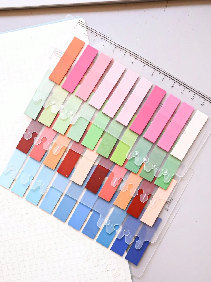 800pcs, 4 Styles Retro Muted Color PET Sticky Notes, Index Tabs, Memo Sticker, Good For Students And Office Use Back To School - Multicolor - View 1