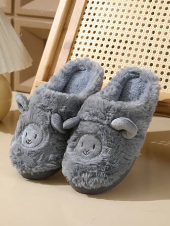 女士可爱绵羊拖鞋，防滑保暖，适合室内家居/病房使用，适合情侣，秋冬季
