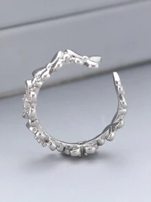 1pc Simple & Versatile Copper Butterfly Joint Ring Embedded With Rhinestone & Cubic Zirconia For Women's Daily Wear