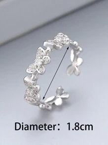 1pc Simple & Versatile Copper Butterfly Joint Ring Embedded With Rhinestone & Cubic Zirconia For Women's Daily Wear