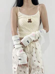 1 Par de Protetores de Braço Doces e Fofos para Meninas, Rosa, Luvas sem dedos com Laço Xadrez, Manga Tricotada no Estilo Y2K Baddie, Protetor de Braço Tricotado com Decoração de Laço Colorido Lolita Ballet, Adequado para Passeios, Festas, Encontros, Dia dos Namorados - XN352# - Visão 18
