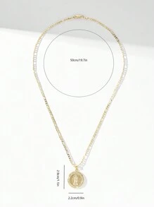 1 件欧式 14K 镀金铜镶嵌 CZ 圣母玛利亚吊坠项链，适合送给母亲、情人、女朋友、朋友作为礼物、日常和节日佩戴、祈祷 - 金黃色 - 查看 6