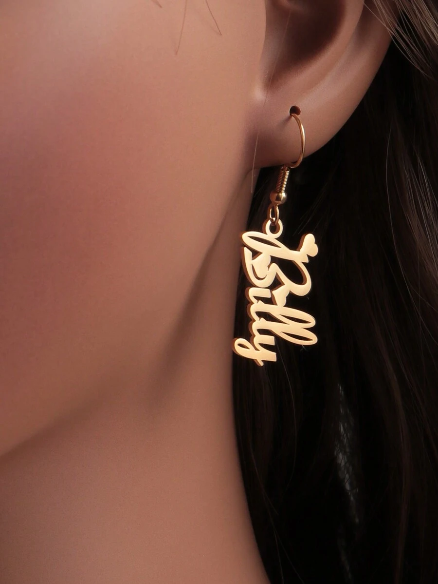 Hoa tai chữ cái tên tùy chỉnh, nhiều kiểu phông chữ và độ dài dây chuyền, tùy chọn hộp quà Giáng sinh, quà tặng Giáng sinh, quà tặng Valentine, quà tặng Ngày của Mẹ