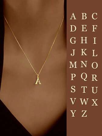 FOREVER QUEEN S925 Sterling Silver 26 Engelska Namnbokstäver A-Z Vitguldpläterad Initial Letter Hänge Halsband Stapelbara smycken För Kvinnor Flickor Vardagskläder