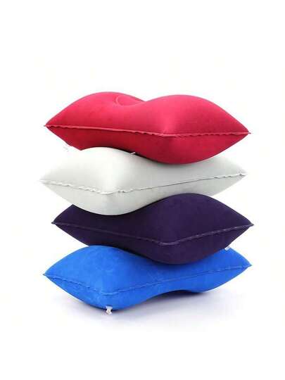1pc Portable Inflatable Kussen Outdoor Camping Nap, Disposable Backrest Cushion, Velour Throw Pillow, Travel Car Bedding, Home