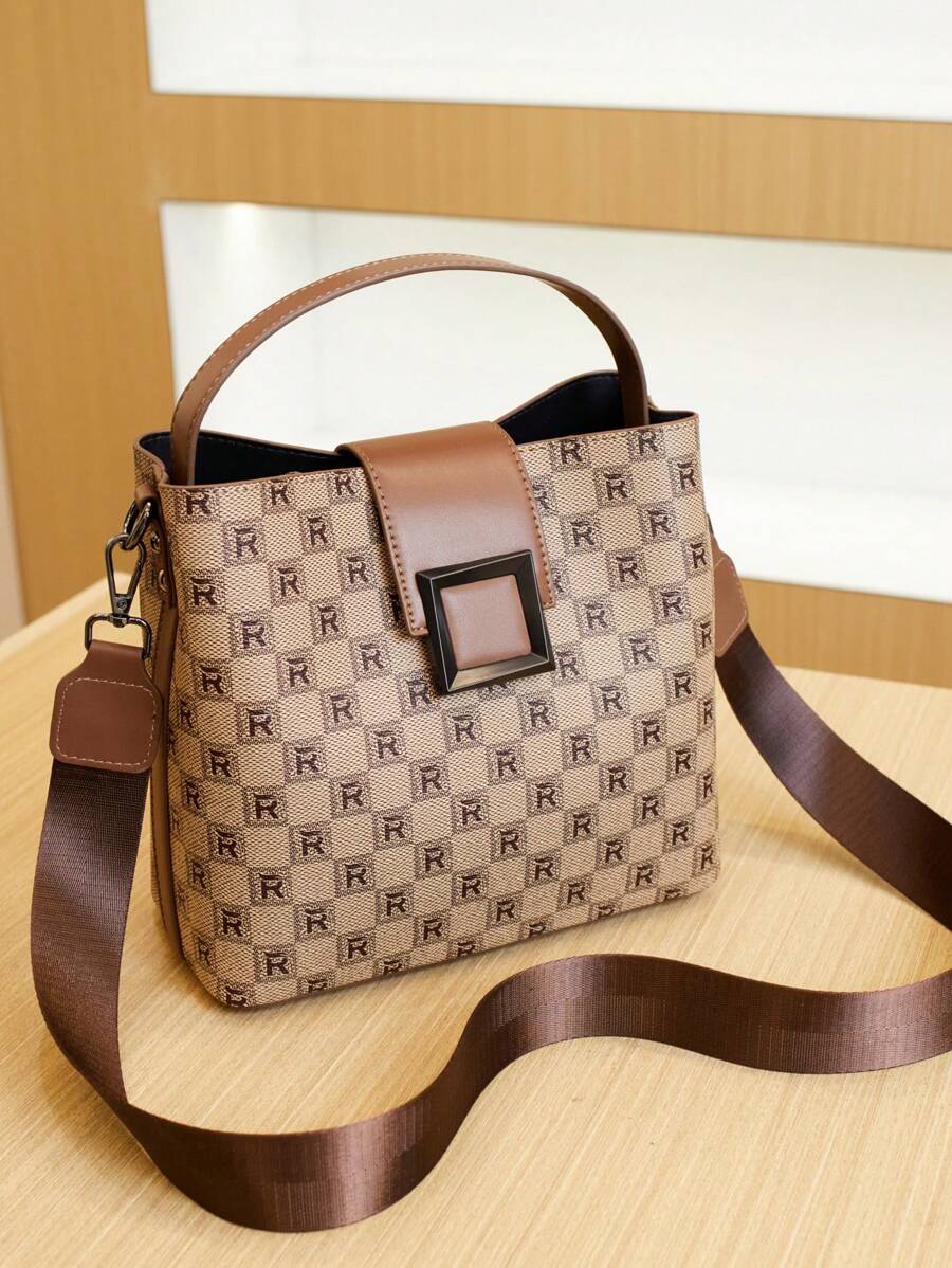 Túi xách Tote đa năng mới 2024 dành cho nữ, Túi đeo vai sang trọng có sức chứa lớn, Thiết kế tiện dụng và giản dị - Màu Khaki - Xem 1