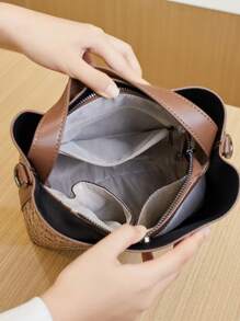 Túi xách Tote đa năng mới 2024 dành cho nữ, Túi đeo vai sang trọng có sức chứa lớn, Thiết kế tiện dụng và giản dị - Màu Khaki - Xem 4