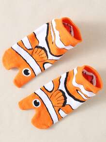 2pcs Set Women Funny Cute Fish Pattern Toe Socks Suitable For All Seasons - Multicolor - View 8