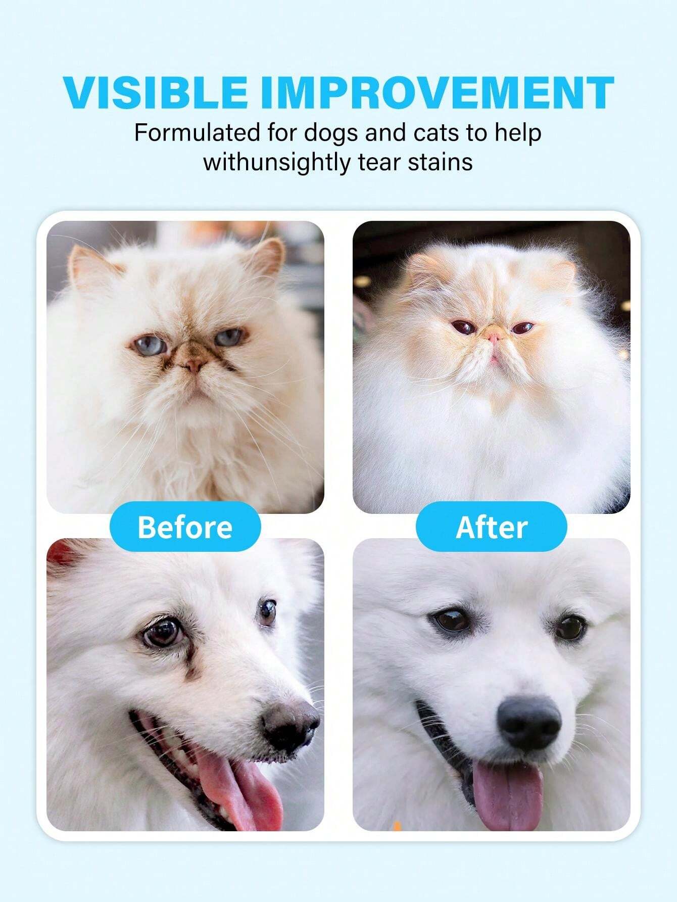 GJYC PET Pet Tear Stain Remover Kit 2 Fl Oz Liquid & 20 Cotton Pads