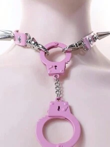 1 chiếc vòng cổ choker đính đinh tán màu hồng cổ điển gợi cảm phụ kiện mặt dây chuyền vòng cổ trang sức punk goth cô gái harajuku - Màu tím hoa cà - Xem 7