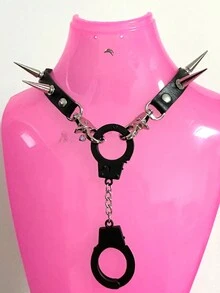 1 chiếc vòng cổ choker đính đinh tán màu hồng cổ điển gợi cảm phụ kiện mặt dây chuyền vòng cổ trang sức punk goth cô gái harajuku - Màu tím hoa cà - Xem 9