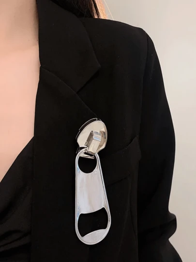 1 套欧美风格锌合金西装配饰拉链胸针，情侣婚礼派对旅行配饰 2025