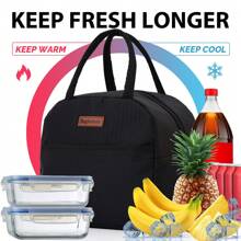 GODWOODS Insulated Black Daisy Lunch Bag For Women Men, Lunch Containers Reusable High Capacity Lunch Tote Bags For For Work Picnic School Bag Lunch Tote Bag Cooler Box Storage Bag Women Cute Lunch Pack Tiffin Bag SmallWomanLunch Box BagLadiesSchool Supplies Stuff Accessories Bag For School School Accessories School Stuff