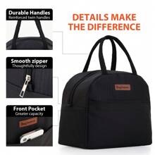 GODWOODS Insulated Black Daisy Lunch Bag For Women Men, Lunch Containers Reusable High Capacity Lunch Tote Bags For For Work Picnic School Bag Lunch Tote Bag Cooler Box Storage Bag Women Cute Lunch Pack Tiffin Bag SmallWomanLunch Box BagLadiesSchool Supplies Stuff Accessories Bag For School School Accessories School Stuff