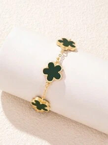 1 chiếc vòng tay trang trí hoa 5 cánh hai mặt theo phong cách dấu phẩy thanh lịch đa năng mới dành cho phụ nữ ngày lễ tình nhân - vòng tay hoa nhỏ - Xem 13