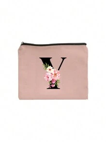 1 个粉色秋海棠花字母图案化妆包，情人节礼物，简约拉链化妆品收纳包，多用途洗漱包（带拉链方向），适用于女性化妆品收纳，大学宿舍化妆品收纳，男士旅行，礼品袋，彩色字母印花趣味化妆包，返校节教师礼物，姐妹礼物，妈妈最好的礼物，生日礼物，周年纪念礼物，毕业礼物化妆包化妆包化妆品收纳盒化妆品收纳盒化妆品收纳袋化妆包 - 粉色 - 查看 27