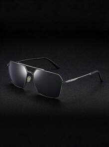 1pc Men's Polarized Black Metal Fashion Glasses, Men Can't Resist