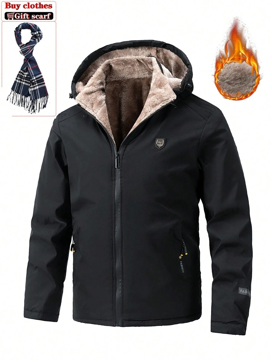 معطف رجالي ذو قبعة، معطف خارجي جديد لعام 2024 سميك وشتوي دافئ ومقاوم للرياح