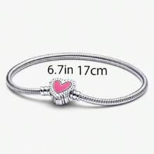 Elegant S925 Silver Red Heart Snake Bone Chain, Suitable For DIY Bracelet, Fashion Jewelry Gift For Women Birthday Valentines - Silver - View 9