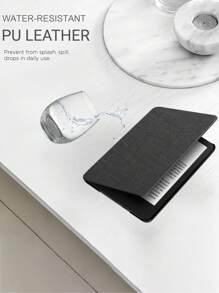 Funda de varios colores para Kindle Paperwhite, cubierta de tela delgada, cubierta inteligente de piel sintética liviana con activación/suspensión automática para el lector electrónico Paperwhite - Negro carbón - Negro carbón - Ver 7