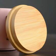 Ceramic Coffee Mug With Wooden Base Dustproof Cover Household Office Solid Color 280ML - 淺粉色 - 查看 6