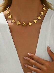 LIEBEIRIS 1pc 18k Gold Plated Hollow Heart-Shaped Necklace For Daily Wear