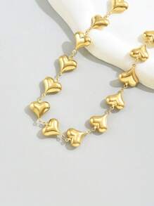 LIEBEIRIS 1pc 18k Gold Plated Hollow Heart-Shaped Necklace For Daily Wear