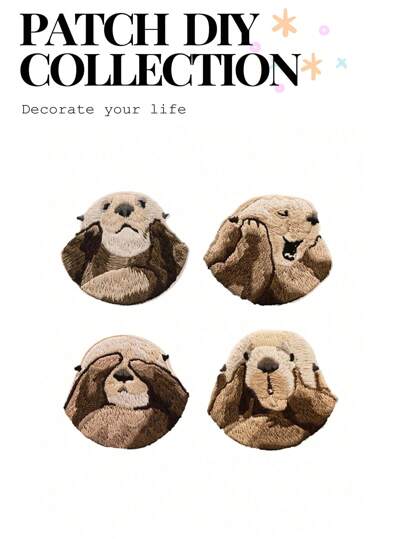 1 peça de tecido bordado com estampa de lontra fofa, autoadesivo, sem costura, para decoração de roupas, ideal para o verão e escola.