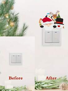 4 件圣诞老人雪人开关贴纸，圣诞装饰，圣诞节家居装饰，卧室客厅开关贴纸装饰，圣诞快乐，圣诞节