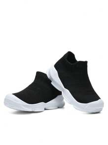 万圣节派对婴儿鞋保暖高帮透气袜子运动鞋轻便休闲鞋冬季幼儿儿童鞋 - 黑色 - 查看 3