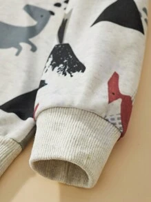 Sweatshirt met lange mouwen en cartoon-dinosaurusprint voor jonge jongens, modieus voor herfst/winter