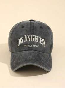 1pc Washed Blue "Los Angeles" Letter Vintage Baseball Cap Halloween